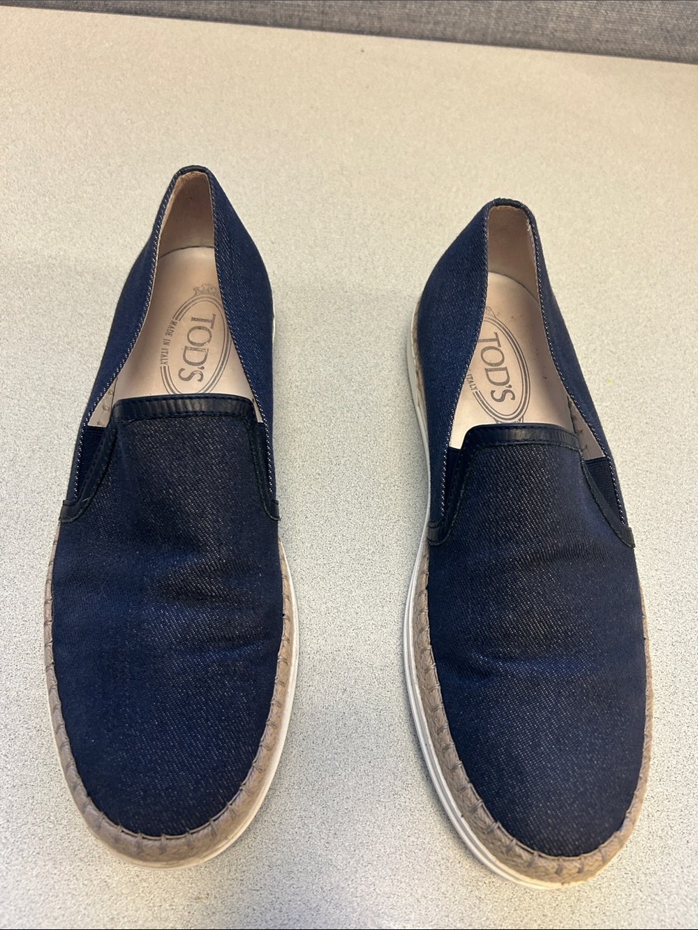 Tod's Navy Denim Slip-On Espadrille Loafer for Women Size 39.5